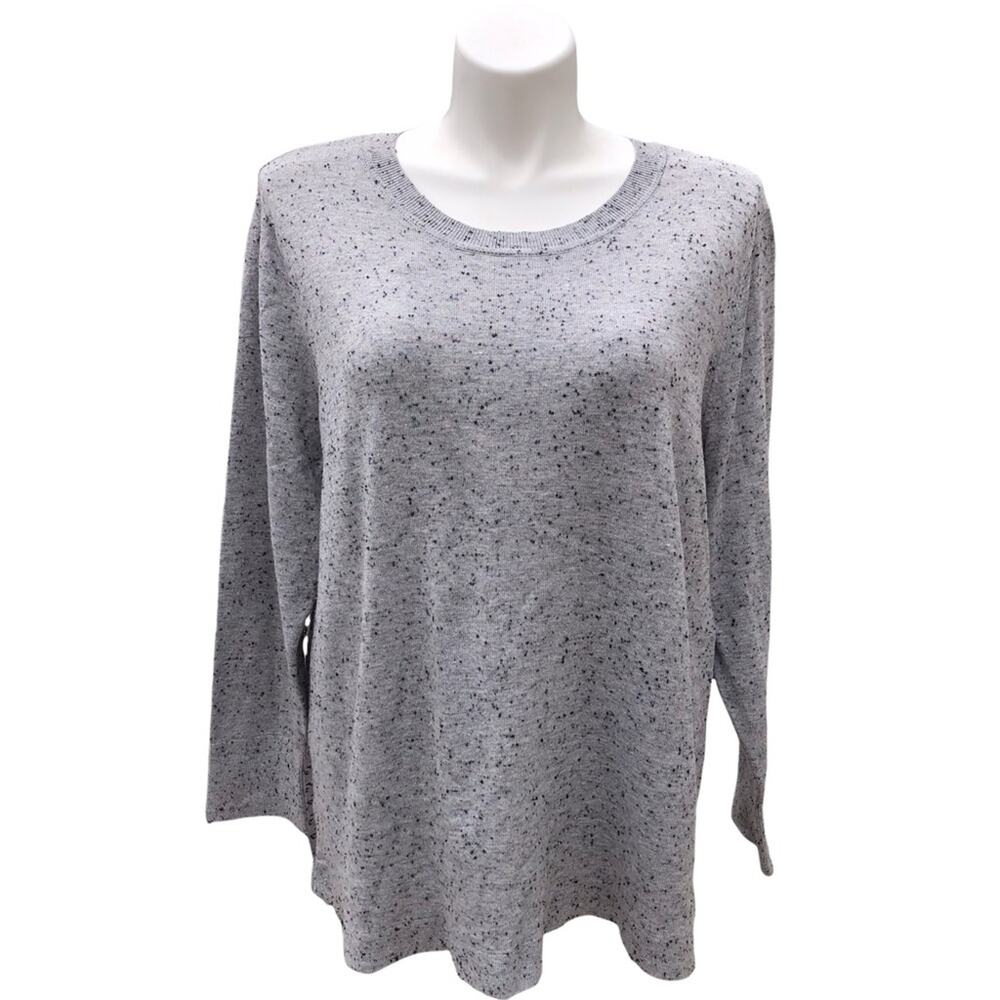 Loft women's Plus grey textured scoop neckline sweater size 24 26